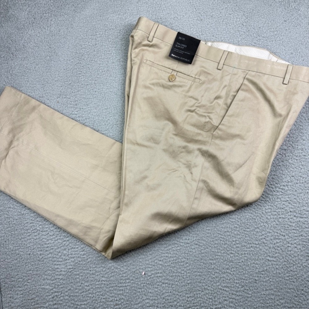 Banana Republic Tailored Slim Fit Men's Khaki Dress‎ Pants 38x32 NWT